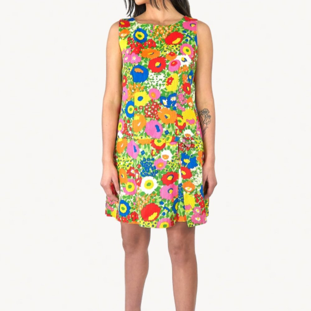 70s 60's Floral Romper/Mini Dress vintage bright